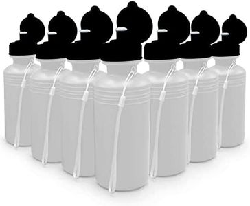 4E's Novelty 12 Sports Water Bottles Bulk (12 Pack) 18 oz Squeeze Reusable Plastic White Water Bottle, BPA Free, School Kids Water Bottles