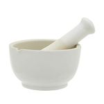 Premier Housewares Stoneware Mortar and Pestle - White,H7 x W12.50 x D12.50cm