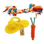 Foodie Puppies Durable Cotton Mix Chewable Rope Teething Playing Toy for Puppies, Kittens, and Medium Dogs (2 Knot Rope, Slipper Rope & Carrot Rope - 3 in 1 Combo Offer) (Color May Vary)