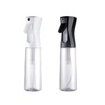 Continuous Hair Spray Bottle 6.8oz (200ml), 2 PCS Empty Fine Mist Spray Bottle for Hair Styling Cleaning Plants Skin Care Pets(Black & White)