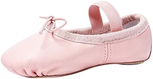 Stelle Ballet Shoes for Girls Toddler Genuine Leather Ballet Dance Slippers for Toddler/Little/Big Kids/Boys(8MT, Pink,with Tie)