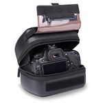 USA Gear Hard Shell DSLR Camera Case with Molded EVA Protection, Quick Access Opening, Padded Interior and Rubber Coated Handle-Compatible with Nikon, Canon, Pentax, Olympus and More (Black Vegan)