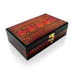 ARRC Wooden Jewelry Box | Decorative Jewelry Storage Box For Rings, Chains, Bracelets & Jewels | Antique Storage Box with neon design For Dressing & Dinning Table (Red)