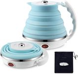 Folding electric kettle， Travel Kettle,Collapsible Water Boiler for Coffee Tea- Food Grade Silicone - Dual Voltage 110-220V, Detachable Power Cord 550ML