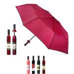 VINRELLA Wine Bottle Umbrellas,Compact for Travel, Light, No Drip, Fun Gift, Manual, Waterproof, Anti-UV, Collapsible and Stores in Shell (Burgundy), Reserve Burgundy