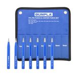 Gunpla 7 Pieces Drift and Center Punch Set Chrome Vanadium Heavy Duty 120mm Pilot Holes Drilling Punches with 1-6mm Head Tools Kit in Storage Pouch