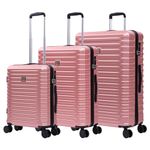 Rocklands Cabin Medium Large Suitcase Luggage Set Hard Shell Lightweight 4 Dual Spinner Wheels Trolley Suitcase Carry On Check in Luggage TSA Lock (Pink, 3 Pcs Set (20"+24"+28")