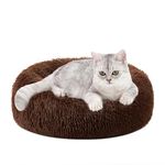 ZEXSAZONE Round Donut Pet Bed for Cats and Puppies Dogs, Cozy and Plush, Raised Bedside Support, Both Sides Use Like 2 in One, Washable, Sizes for Small, Medium, & Large Pets. (Small, Coffee)