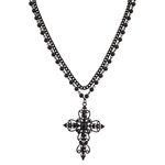 Lux Accessories Rosary Elegant Fancy Beaded Cross Necklace, Metal