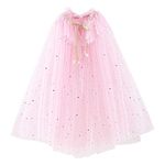 PHOGARY Princess Cape Colorful Princess Cloak, Princess Fancy Dress Halloween Costume Sparkling Sequins Tulle Carnival Birthday Party Cosplay Princess Dress Up for Girls （Pink M）