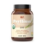 Pure Natural Whole Psyllium Husk Powder Capsules - 660mg Capsules 100 Pure Unflavored Fiber & Colon Cleanse Pills