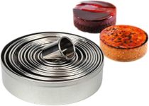 QLESHINING Round Cookie Cutter Set, Pastry Biscuit Cake Cutters Set of 12 Storage Tin for Dough, Pastry, Donut, Fondant, Sugarcraft, DIY, Cake Decoration (Silver)