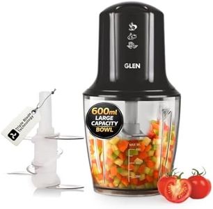 Glen 300 Watts Electric Chopper for Kitchen Use, Large 600ml Bowl, Triple SS Blade Technology, Fruit & Vegetable Cutter, with Whisking Disc, Chops Onion & Nuts - Black (4042TUPLUS)
