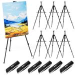 Nicpro 6 Pack Painting Easel for Display, Adjustable Height 17" to 66" Tabletop & Floor Art Easel, Aluminum Tripod Artist Easels Stand for Painting Canvas, Wedding Signs with Carry Bag, Holds 25 lbs