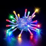 Dalugo Multicoloured Fairy Lights, 3M 30 LED Multicoloured String Lights with 6h Timer, IP65 Waterproof Battery Powered Fairy Lights for Indoor Outdoor Christmas Decorations