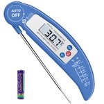 Criacr Food Thermometer, Digital Instant Read Meat Thermometer, Foldable Long Probe Food Cooking Thermometer with °F/°C, High Accuracy Cooking Thermometer for BBQ, Milk, Water, Jam (Blue)