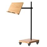 Floor Stand for Reading Hand - wishacc Adjustable Height Bamboo Book Holder Extra Large Sturdy Rolling Lectern Stand with Wheels