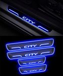 Auto Moto Royal Blue Black Beauty Base Led Illuminated Door Sill Plates led Footsteps Scuff Plates Compatible for Honda City (Set of 4)