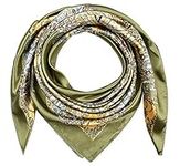 corciova Large Square Satin Silk Like Lightweight Scarfs Hair Sleeping Wraps for Women Olive Totem Pattern