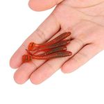 Plastic Worms,Jelly Worms Fishing Lures,50pcs Soft Fishing Lures Baits Set,5cm Plastic Fishing Bait T Tail Grub Worm Baits Fish Tackle Accessory 9 Colors(Red)