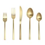 Fortessa Arezzo 18/10 Stainless Steel Flatware, 20 Piece Place Setting, Service for 4, Brushed Gold