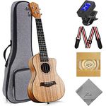 Ranch Concert Ukulele 23 inch Professional Learn to Play Cutaway Beginner ukelele with 12 Online Lessons ukalalee Starter Instrument Kit Ukele Bundle Gig bag, Tuner, Strap, Aquila String Set - Matte