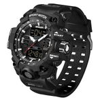 findtime Mens Sports Watch Military Watches for Men Waterproof Watch Mens Digital Watches Rugged Watch with LED Backlight Alarm Stopwatch, Whole Black