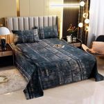 Cloth Fusion Warm Winter Bedsheet for Double Bed King Size with 2 Pillow Covers, Cozy Woolen Bedsheets for Double Bed (90"X100" inches, Smoky Blue)Flannel,190 TC,Floral