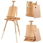 Grandink Foldable Portable Beechwood Art Easel Field Easel for Professionals, Artists & Hobbyist Painting on The Go, Hold Canvas up to 34 Inches, French Style Large Sketchbox Easel