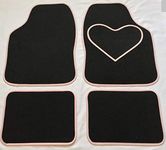 CARSTYLING UK ORIGINAL UNIVERSAL BLACK MATS WITH PINK HEART HEEL PAD