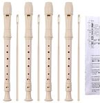 SANNIX 4 Pack Recorder Instrument for Kids, 8 Hole German Style Soprano Recorder for Beginner, Recorder With Cleaning Rod, School Student Music Instrument (Ivory)