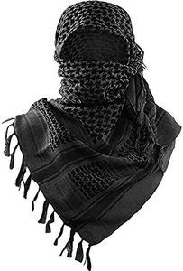 Luxns Military Shemagh Tactical Desert Scarf / 100% Cotton Keffiyeh Scarf Wrap for Men And Women, Black, One size