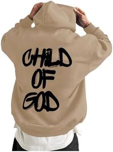Floerns Men's Long Sleeve Lightweight Drawstring Letter Print Graphic Hoodies Sweatshirt Tops Letter Khaki XX-Large