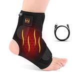 ANGGREK Ankle Brace Heating Protection Ankle Black Heated Ankle Support Wraps 3 Level Controller Ankle Sprain Wrap Men Women With Usb Port Charging Cable