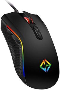 Combrite Gaming Mouse USB Wired, Rainbow LED Light, 7 Programmable Buttons, Chroma RGB Backlit, 4800 DPI Adjustable, Comfortable Grip Ergonomic Optical PC Computer Gaming Mice, Black