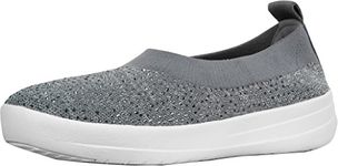 FitFlop Women's Closed Toe Ballet Flats, Grey Charcoal Dusty Grey 600, 7