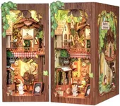 Cutefun Book Nook Kit, DIY Miniature Dollhouse Kit for Teens and Adults, 3D Wooden Puzzle Bookends with LED Light, Bookshelf Insert Decor with Dust Cover, Christmas Birthday Gifts (Squirrel Collector)