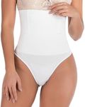 FUT Women's Strapless Shapewear Tummy Control High Waisted Body Shaper Waist Slimmer Stomach Shapewear, White, Small