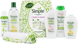 Simple Bath and Body Pamper Moisturising Collection Kind to Skin with a Soft Cotton Body and Face Cloth Gift Set Festive Gifts for Women Piece of 5