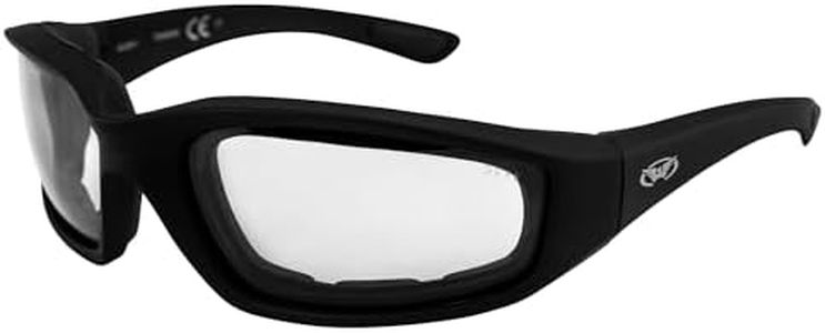Global Vision Polarized Auto-Darkening Photochromic Motorcycle Sunglasses Padded Black Frame Light Grey to Smoke Lenses Z87.1 Kickback Z 24