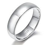 EAMTI 6mm 925 Sterling Silver Wedding Bands for Couples Classic Plain Ring Comfort Fit Size 8.5