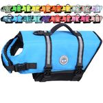 VIVAGLORY Dog Life Vest Rip Stop Dog Life Jacket, M, Blue