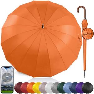 Royal Walk Windproof Large Umbrella for Rain 54 Inch Automatic Open for 2 Persons Wind Resistant Big Golf Umbrellas for Adult Men Women Classic Wooden Handle Fast Drying Strong 16 Ribs Travel 120cm