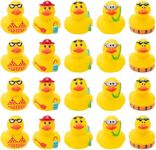 Haooryx 20Pcs Summer Beach Rubber Duckies Float Bathtub Ducky Swimming Pool Toys Summer Theme Novelty Funny Squeeze Ducks for Kids Birthday Party Favors Prize Rewards Baby Shower Bath Toys Decoration