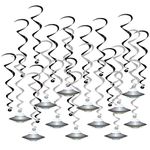 Beistle 24 Piece Flying Saucer Whirls Outer Space Decorations Alien Party Supplies Hanging Spirals, 17.5" - 25", Black/Silver/White/Blue/Green