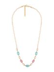 ZAVERI PEARLS Mint Green & Pink Beads Embellished Multistrand Fusion Wear Necklace For Women-ZPFK17558