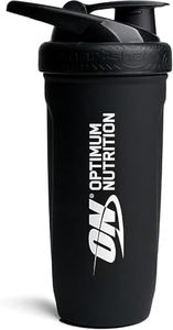 Optimum Nutrition Reforce Steel Smartshake - Botella mezcladora de proteínas de acero inoxidable de grado alimenticio, botella sin BPA con tapa abatible a prueba de fugas, fácil de transportar para