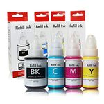 RC PRINT Ink Compatible for Canon PIXMA G1000 G1010 G1100 G2000 G2002 G2010 G2012 G2100 G3000 G3010 G3012 G3100 G4000 G4010 Printers Pack of 4 Black 135ml CMY 70ml Each