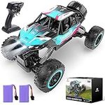 DEERC 1:12 Remote Control Car with Metal Shell, 4WD Off Road Monster Truck, Dual Motors LED Headlight RC Rock Crawler, 2.4Ghz All Terrain Hobby RC Cars Toys for Boys Kids Adults Gifts (W/2 Batteries)