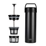 Espro P0 Ultralight Double Walled Stainless Steel Vacuum Insulated Coffee French Press, 470ml Meteorite Black, Regular (5116C-18BK)